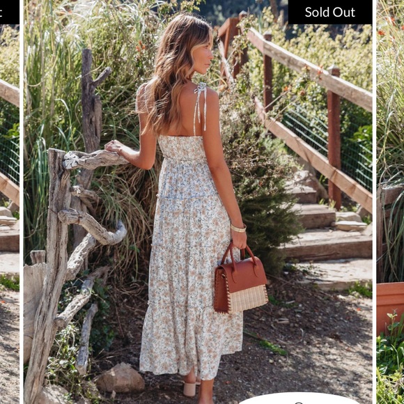 VICI JOCELYNN FLORAL TIERED SHOULDER TIE MAXI DRESS - IVORY - Picture 4 of 8